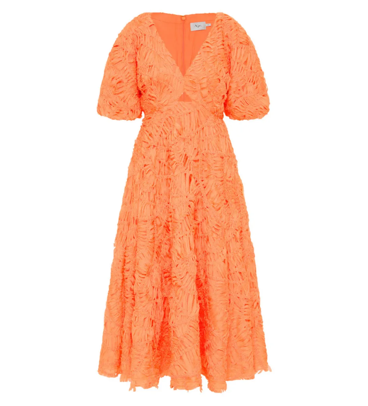 AJE Florential Textured Midi Dress Apricot Size 10 - Image 2
