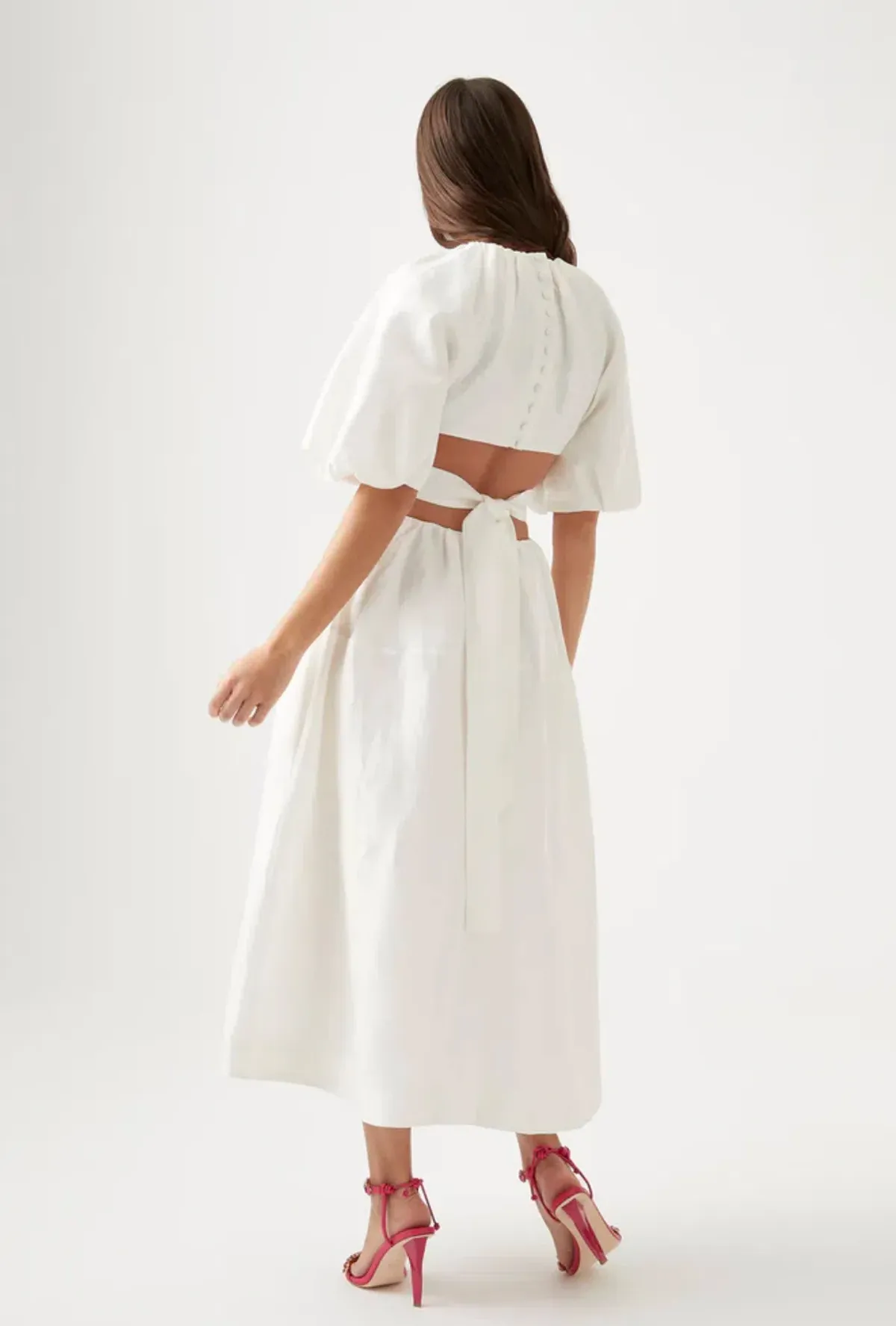 Aje Mimosa Cutout Midi Dress Ivory Size AU 4 - Image 2