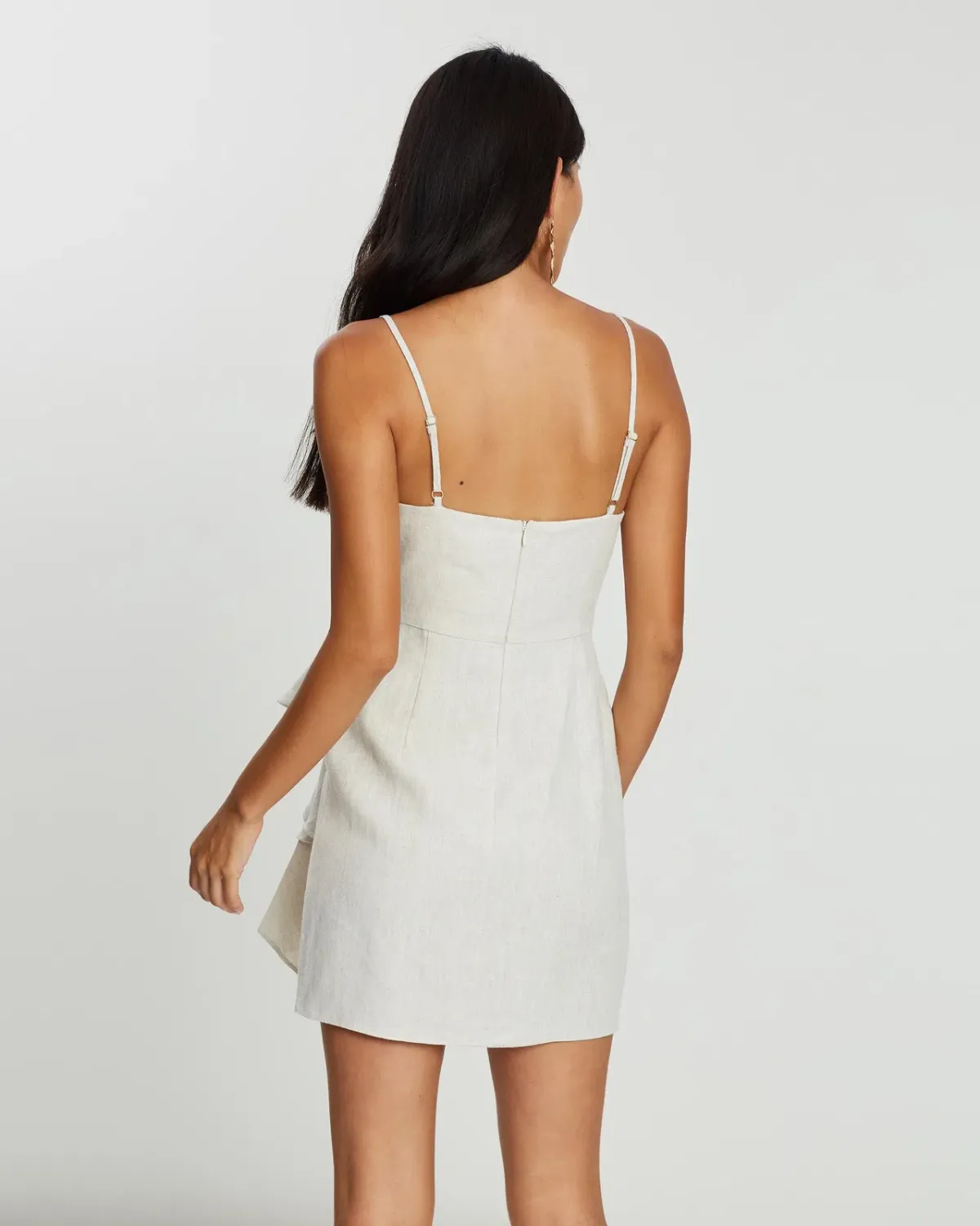 Shona Joy Aluaro Draped Mini Dress Stone Beige Size 8 - Image 3