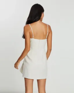 Shona Joy Aluaro Draped Mini Dress Stone Beige Size 8 for rent on The Volte - image 3