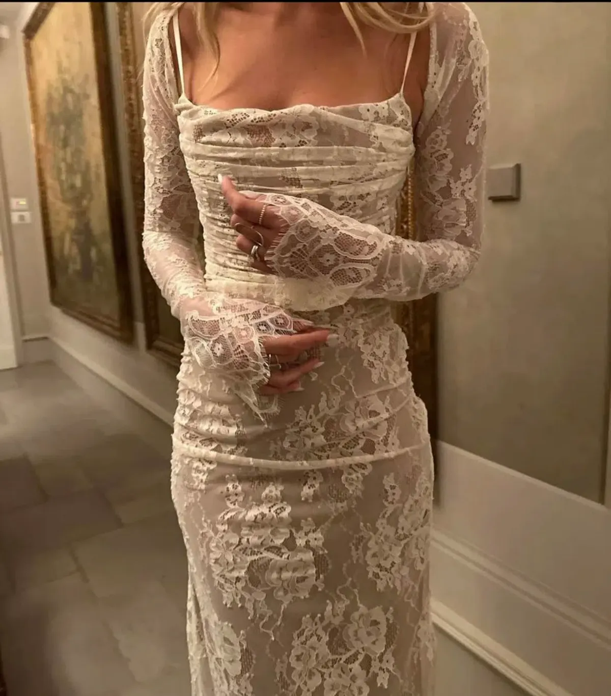 House of CB Artemis Lace Maxi Dress in Vintage Cream Size 10 - Image 2