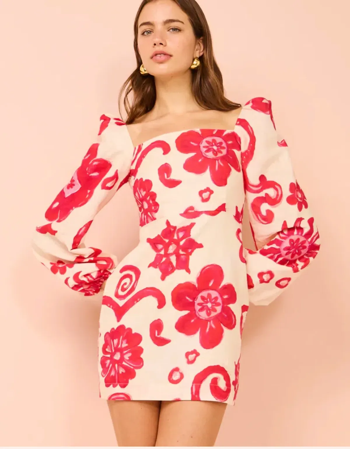 Kate Ford Delta Puff Mini Dress In Multi - Image 5