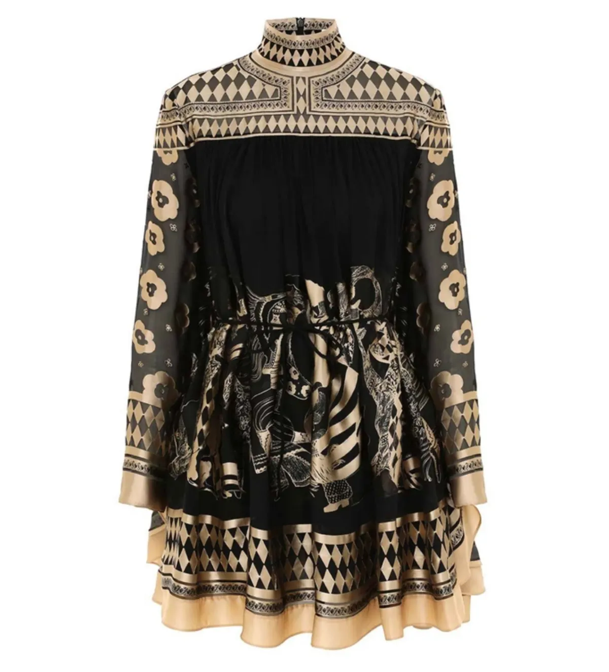Zimmermann The Illustration Otto Mini Dress in Black/Tea Size OP/Au 6  - Image 4