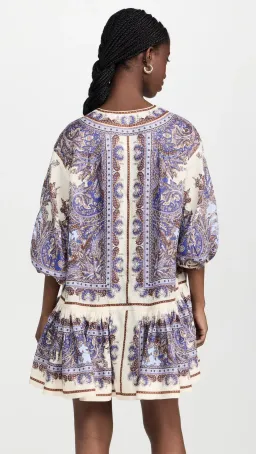 Zimmermann Ottie Eyelet Mini Dress Purple Paisley Size 0P / AU 6 for rent on The Volte - image 2