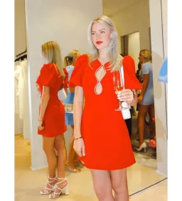 Rebecca Vallance Karina Puff Sleeve Mini Dress Red Size 8 for rent on The Volte - image 2