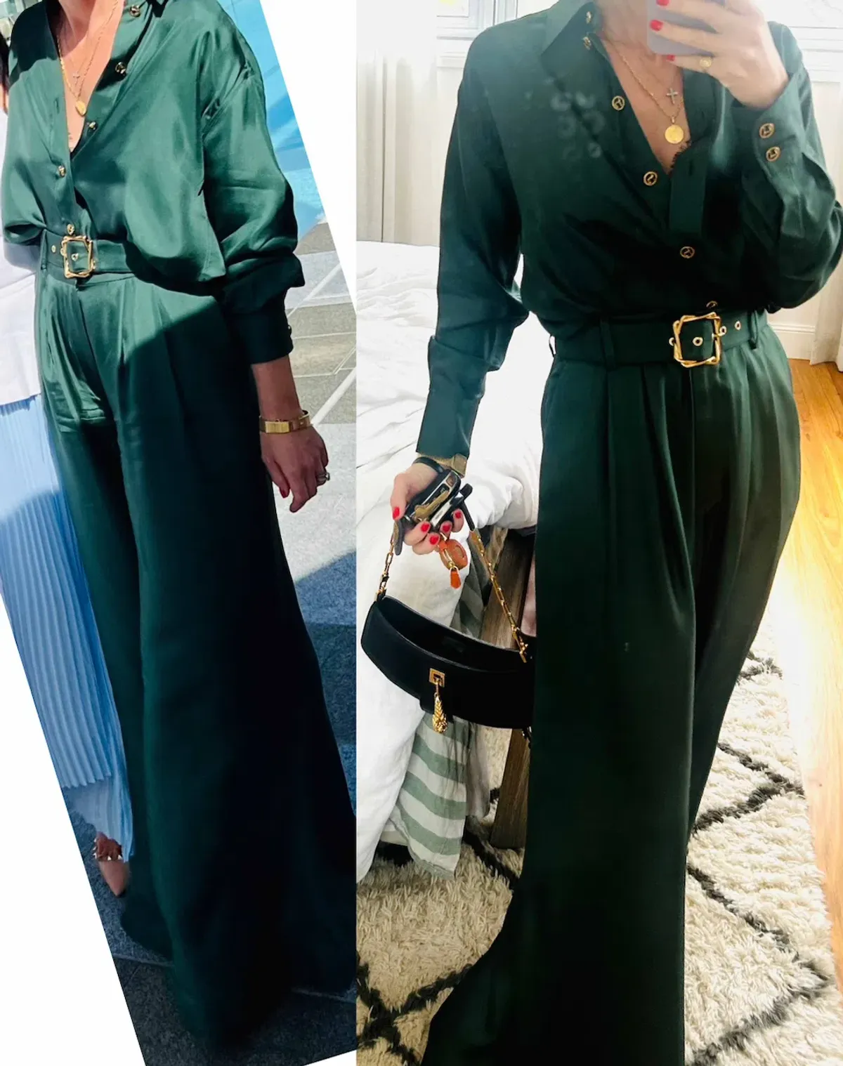 Zimmermann SET Pavilion Relaxed Silk Shirt and Wide Leg Pants Set in Pine Green Size 0 / AU 8 - Image 4