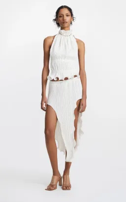 Dion Lee Chain Pleat Halter Top and Fluted Slit Midi Skirt Set Ivory Size 8 for rent on The Volte - image 5