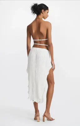 Dion Lee Chain Pleat Halter Top and Fluted Slit Midi Skirt Set Ivory Size 8 for rent on The Volte - image 3