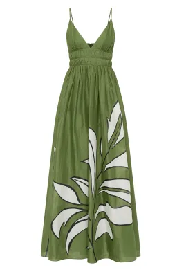 Aje Planetary Maxi Dress Abstract Fern Green Size 8 for rent on The Volte - image 4