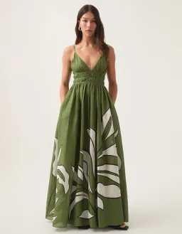 Aje Planetary Maxi Dress Abstract Fern Green Size 8 for rent on The Volte - image 1