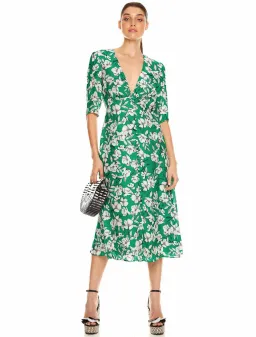La Maison Talulah That Forever Feeling Midi Dress Green Floral Size 8 for rent on The Volte - image 1