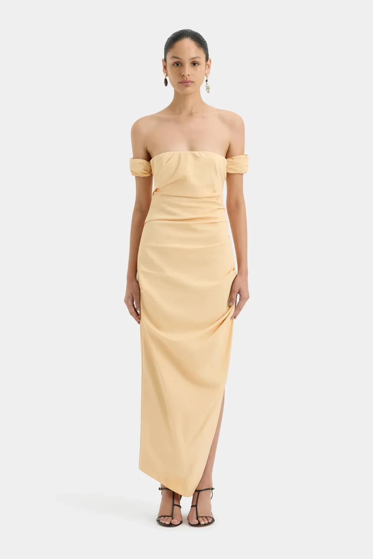 Sir the Label Carmen Draped Gown Light Peach Size 2 / AU 10 - Image 2
