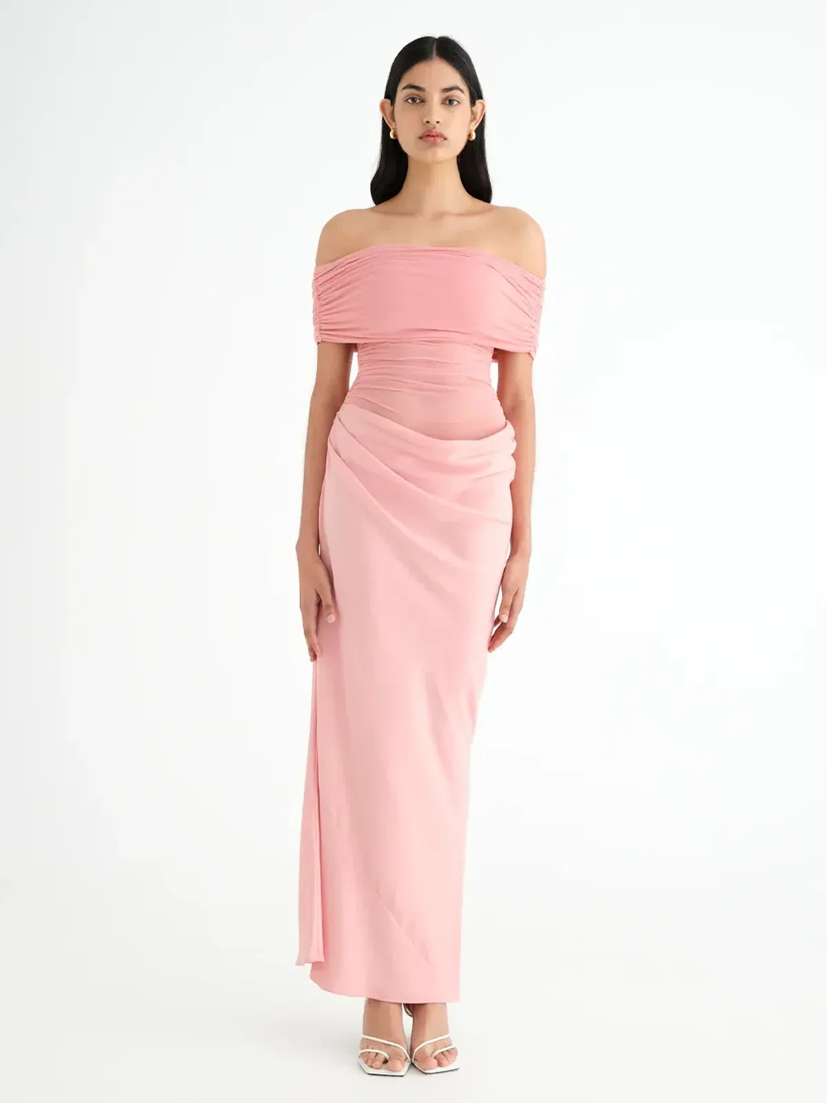 Benni Nico Off Shoulder Maxi Dress Candy Floss Size 8 - Image 2
