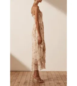 Shona Joy Nina Shirred Midi Dress in Floral Print Size 12 for rent on The Volte - image 4