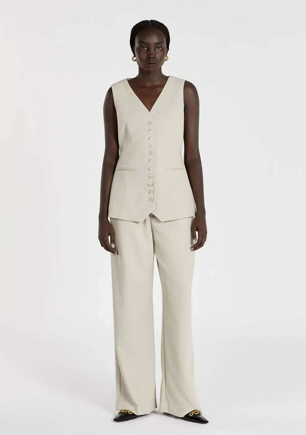 Dissh Celine Longline Vest & Pants Set in Pebble Size 12 - Image 1