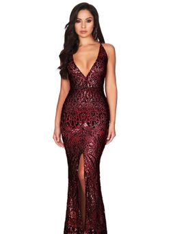 Nookie Shanina plunge gown burgundy red size 8 for rent on The Volte - image 1