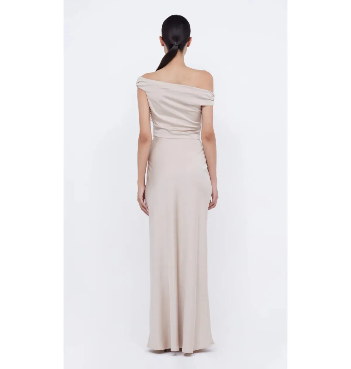 Bec & Bridge Eternity Off Shoulder Maxi Dress Sand Size AU 14 - Image 4