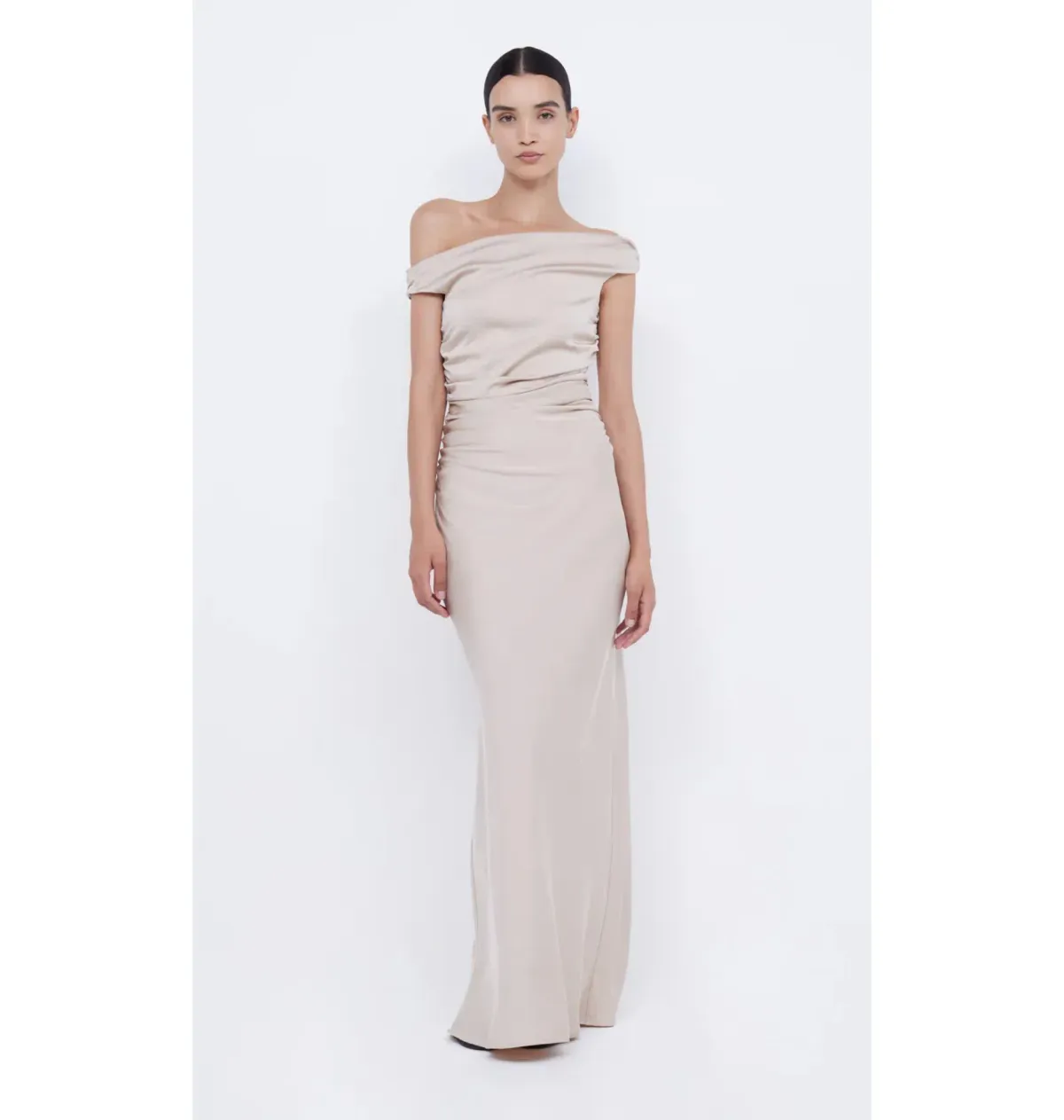 Bec & Bridge Eternity Off Shoulder Maxi Dress Sand Size AU 14 - Image 1