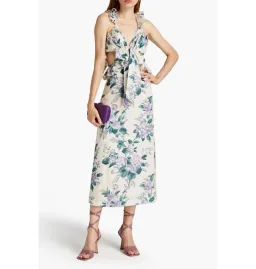 Zimmermann Cassia Ruffle Midi Dress Hydrangea Floral Size 2 / AU 12  for rent on The Volte - image 1