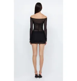 Bec & Bridge Marina Semi-Sheer Stretch Mini Dress Black Size AU 6 for rent on The Volte - image 4