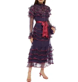 Zimmermann Lucky Tiered Dress Aubergine Size 1 / AU10 for rent on The Volte - image 1