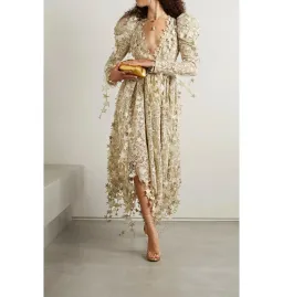 Zimmermann Celestial Zodiac Midi Dress Champagne Size 0 / AU 8  for rent on The Volte - image 1