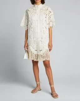 Zimmermann Wavelength Shirt Dress Ivory Size 0 / AU 8  for rent on The Volte - image 1