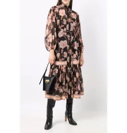 Zimmermann Concert Peonies Panelled Midi Dress Black Peonies Size 0 / AU 8  for rent on The Volte - image 1