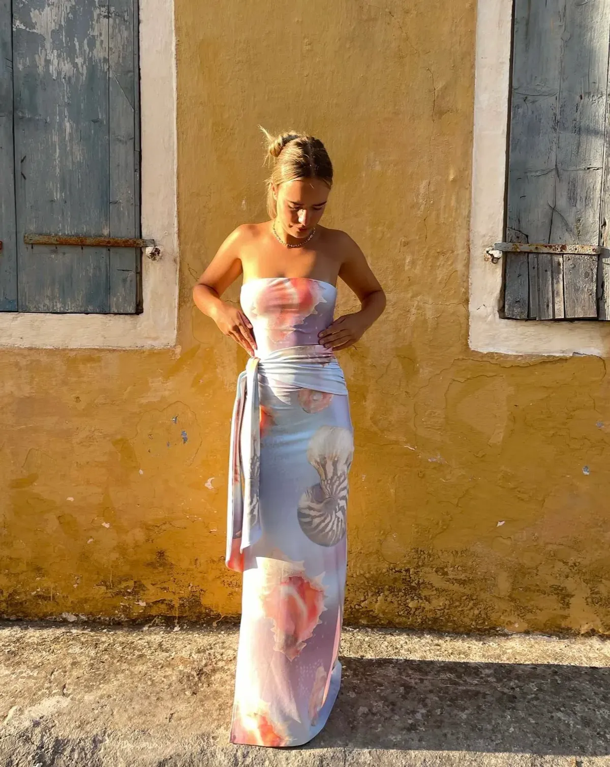 Odysseus & Penelope Draped Strapless Dress Ocean Pearl Size Extra Small / AU 6 - Image 2