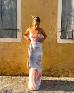 Odysseus & Penelope Draped Strapless Dress Ocean Pearl Size Extra Small / AU 6 for rent on The Volte - image 2