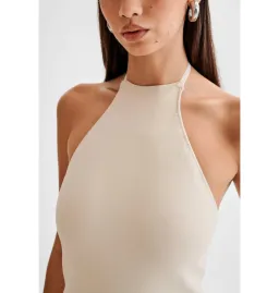 Meshki Katie Knit Linen and Midi Dress Natural/White Size XS / AU 6 for rent on The Volte - image 2