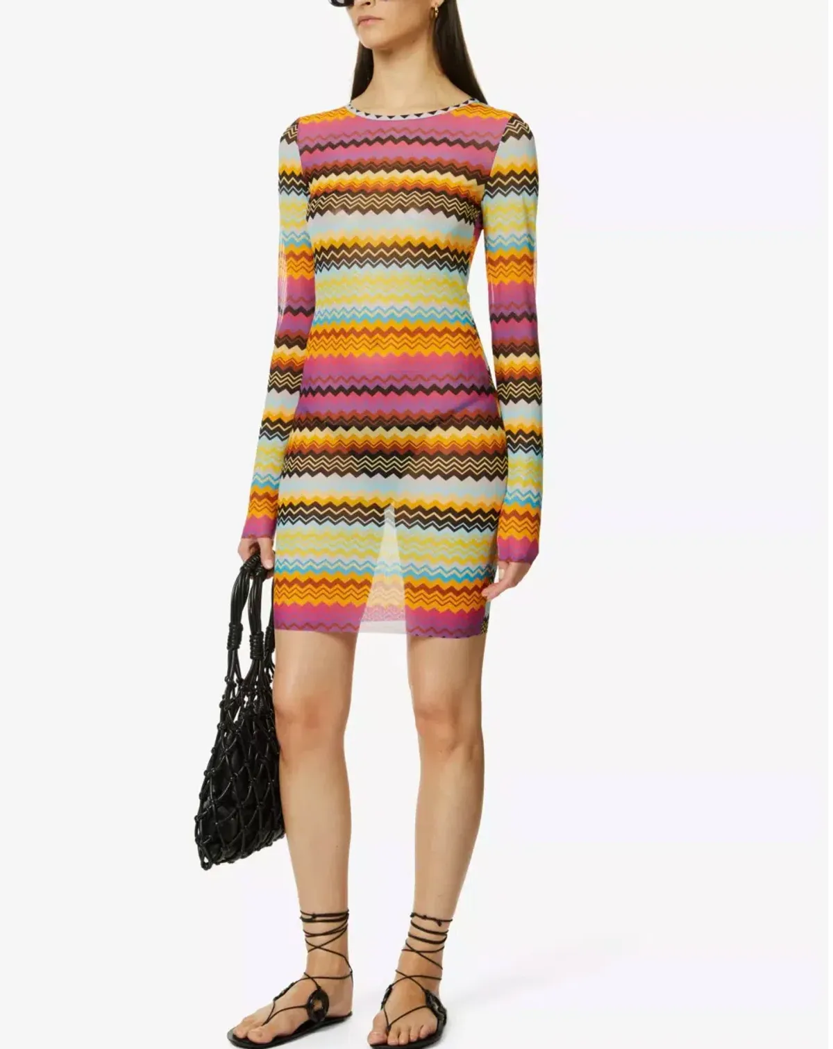 Missoni Zigzag Semi-Sheer Knitted Mini Dress Multi Size AU 6 - Image 1