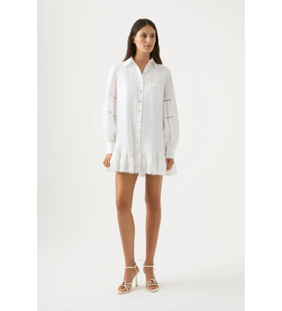 Aje Lotus Shirt Mini Dress In White Size 4 - Image 1