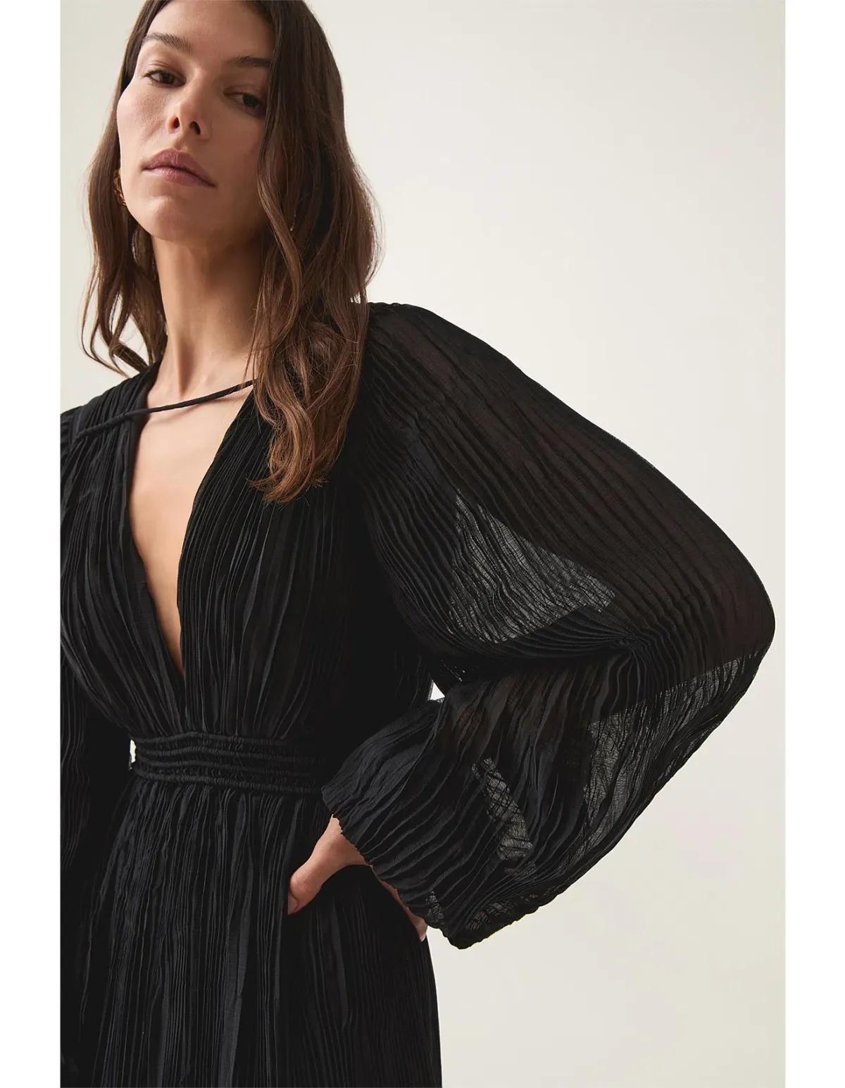 Aje Genevieve Pleated Midi Dress Black Size 12  - Image 2