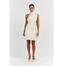 Dissh Aisle Pearl Satin Backless Mini Dress White Size AU 10  for rent on The Volte - image 1