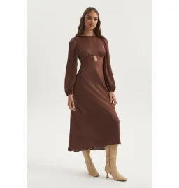 Ownley Bethenny Bias Backless Dress Chocolate Size AU 6 for rent on The Volte - image 2