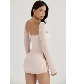 House of CB Baby Chiffon Cutout Halter Mini Dress Pink Quartz Size M  for rent on The Volte - image 2