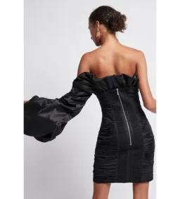 Aje Allégro Tucked Puff Dress Black Size 6 for rent on The Volte - image 2