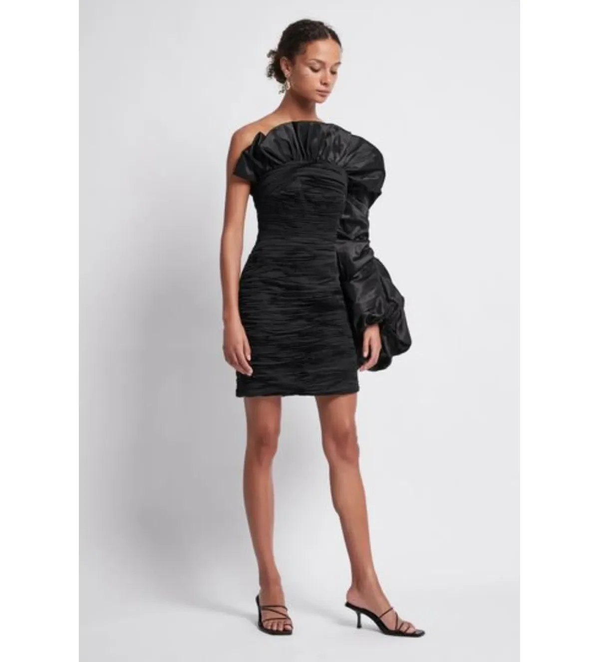 Aje Allégro Tucked Puff Dress Black Size 6 - Image 1