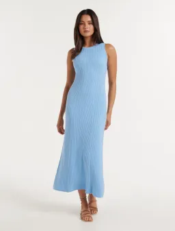 Forever New Molly A-Line Wide Rib Knit Dress Baby Blue Size 16  for rent on The Volte - image 1
