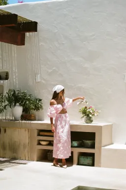 Sabo Skirt Nalu Off Shoulder Dress Gingham Pink/White Size XL / AU 14 for rent on The Volte - image 8