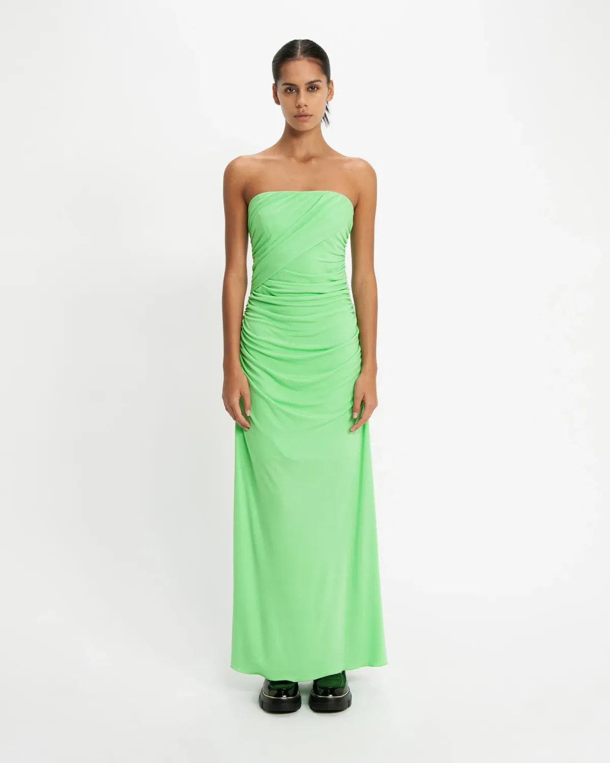 Cue Bandeau Jersey Maxi Dress Summer Green Size 8 - Image 1