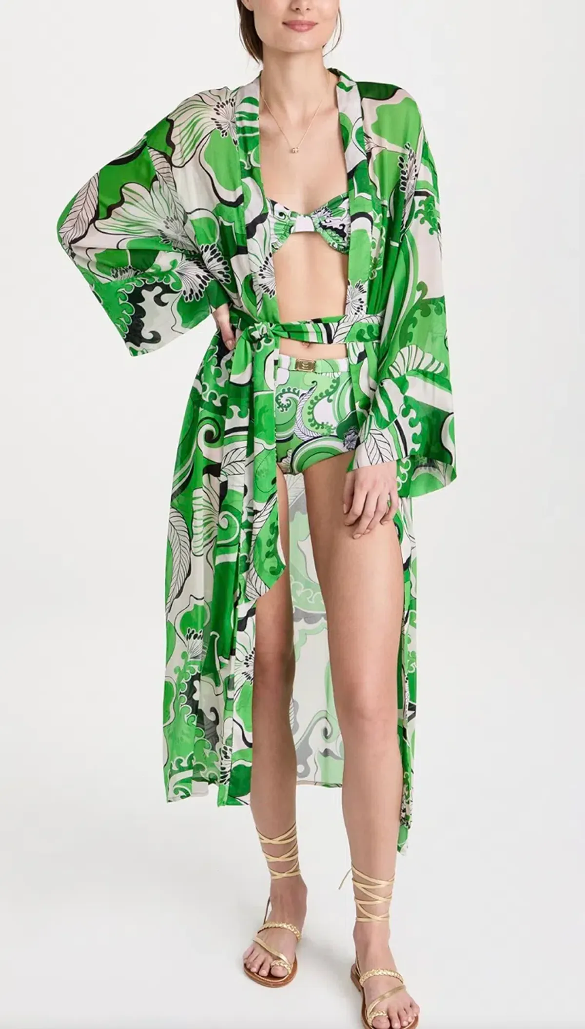 Cin Cin Oracle Sheer Robe Dress Fern Size 10/M - Image 6