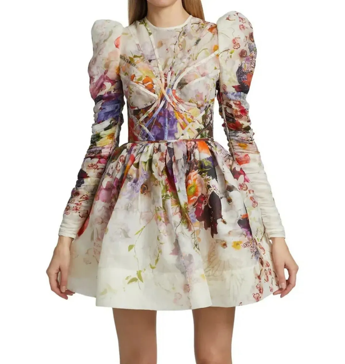 Zimmermann The Prima Panelled Mini Dress in Multi Floral Size 3 / Au 14 - Image 2