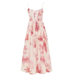 Zimmermann Waverly Corset Midi Dress in Pink Palm Size 0 / AU 8 for rent on The Volte - image 3