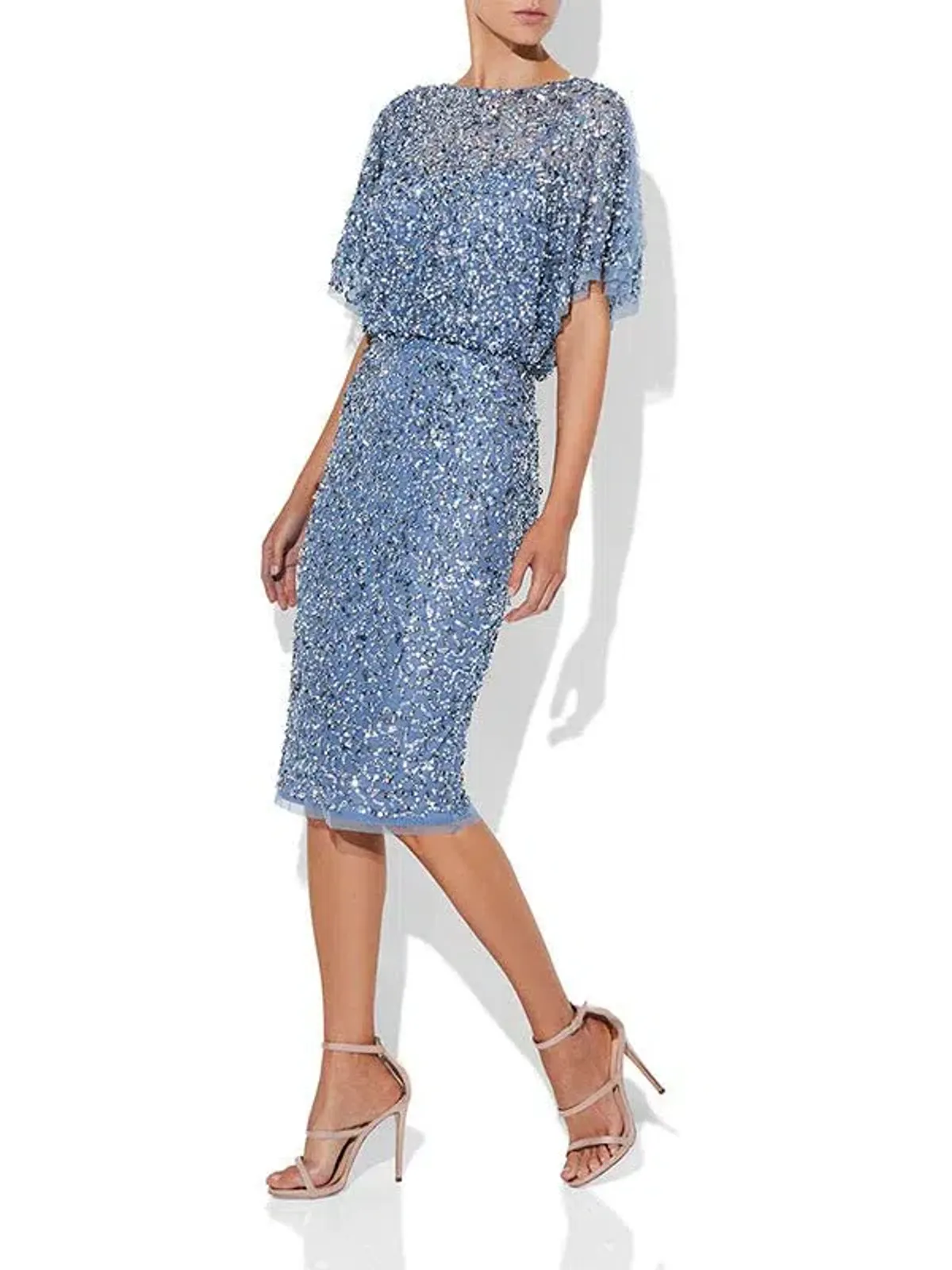 Montique Alinda Hand Beaded Dress Sky Blue Size AU 8 - Image 4