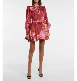 Zimmermann Concert Bubble Shirt Dress in Plum Collage Size 2 / AU 12 for rent on The Volte - image 1