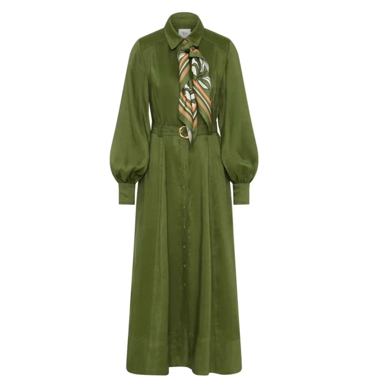 Aje Enchanter Scarf Midi Dress in Fern Green Size AU 12 - Image 6