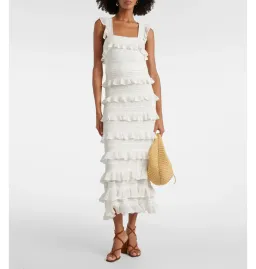 Zimmermann Natura Ruffle Dress in Parchment Size 0 / AU 8 for rent on The Volte - image 1
