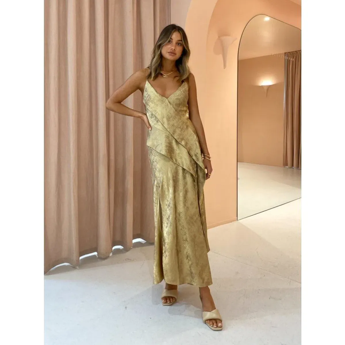 Acler Queensbridge Dress in Gold Size AU 10 - Image 1